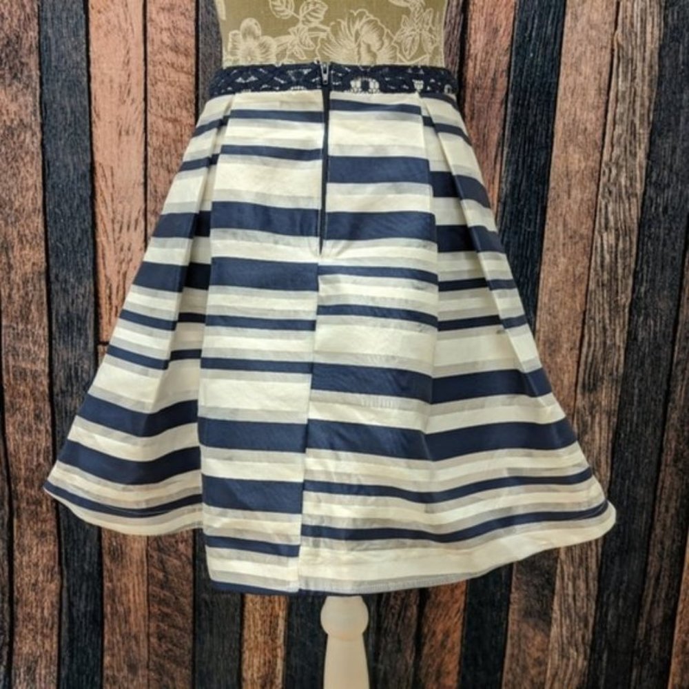 Navy and White Striped Formal Separates Skirt - Picture 4 of 6